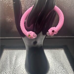 Pink Twisted Bracelet with Gemstone Accents